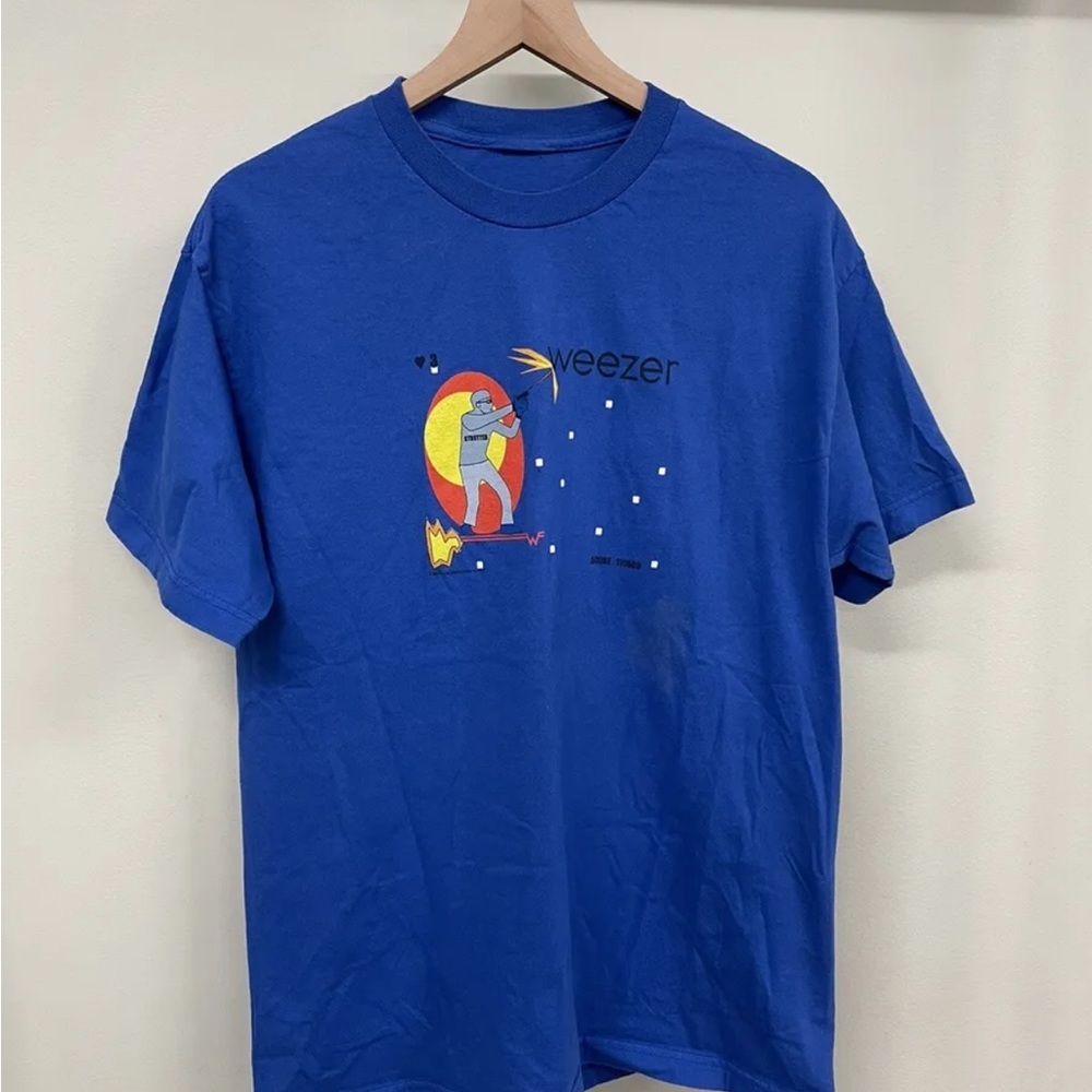 Vintage Y2K 2002 Weezer Band Shirt  Blue Size Medium